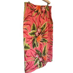 Worthington Womens Tropical Floral Silk Skirt Size 12 Pink Green Orange Wrap